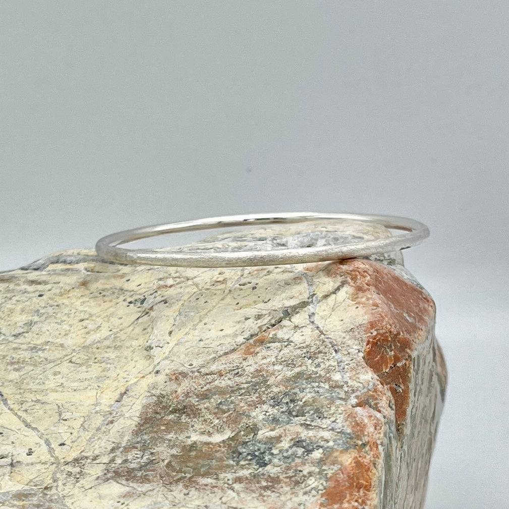 Sterling Silver Bangle, 3mm round 'etched' finish