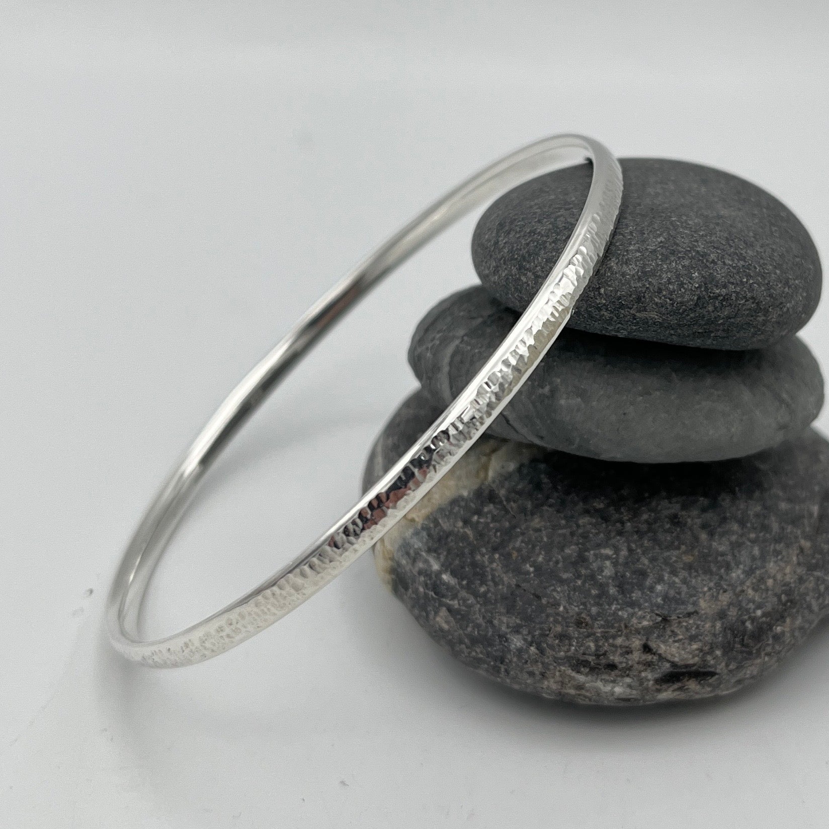 Sterling Silver Bangle Cross-hatched finish