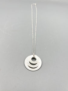 Sterling Silver triple washer design large hammered pendant on a 16" chain
