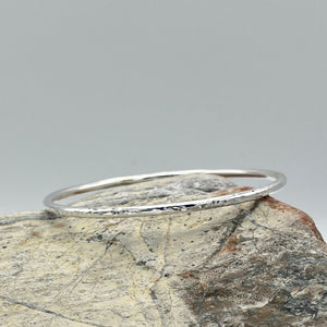 Sterling Silver Bangle, 3mm round 'hammered' finish