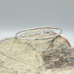 Sterling Silver Bangle, 3mm round 'hammered' finish