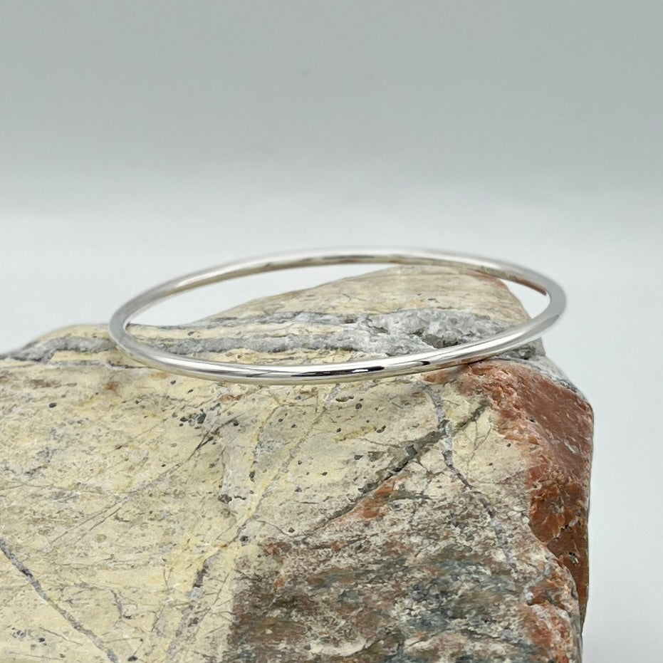 Sterling Silver Bangle, 3mm round 'polished' finish