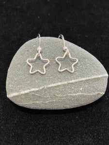 Sterling Silver open Star closed wire drop earrings