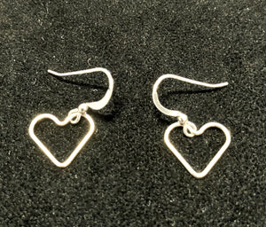 Open heart closed wire drop earrings