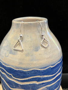 Sterling Silver open Triangle & Square wire drop earrings