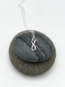 Sterling silver polished Infinity design pendant and 16" chain
