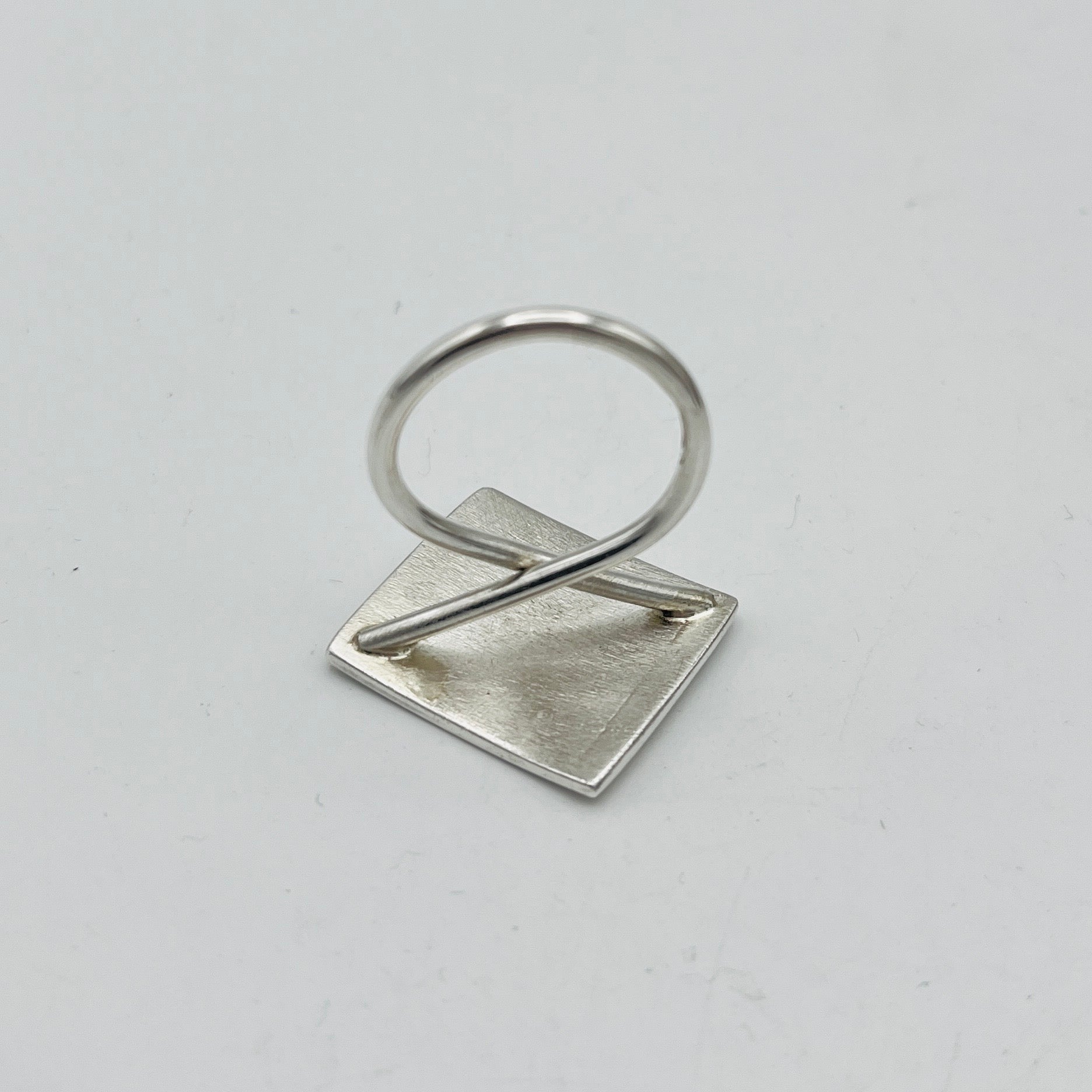 Sterling Silver Ring. Square tabled 22mm x 20mm etched ring size ‘O'