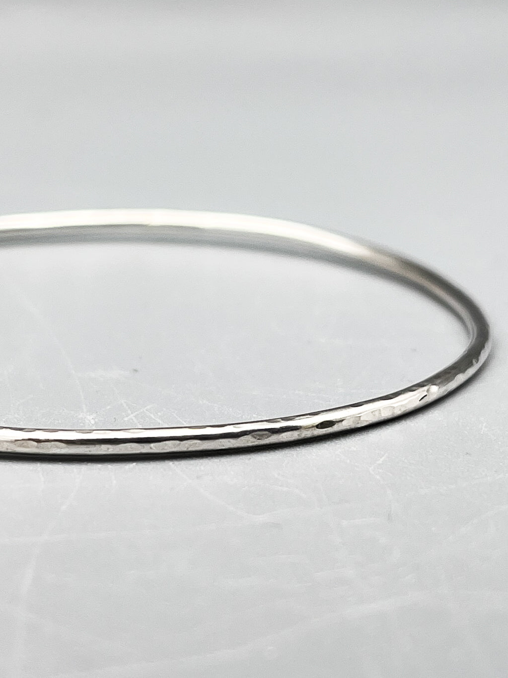 Sterling Silver Bangle, 2mm round hammered finish