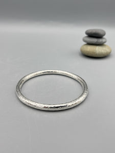 Sterling Silver Bangle, 6mm round design with hammered finish