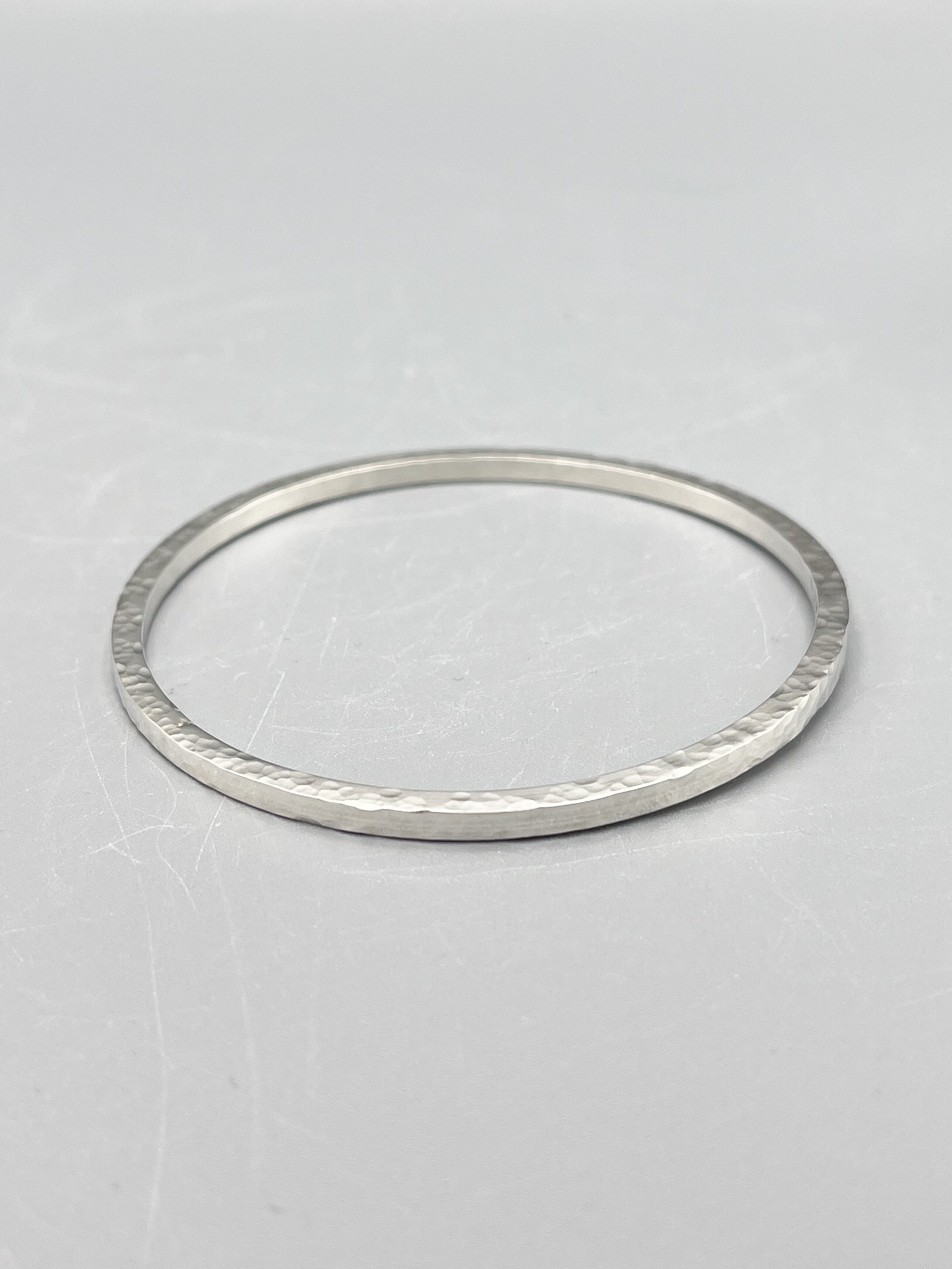 Sterling Silver Bangle, square design with hammered finish