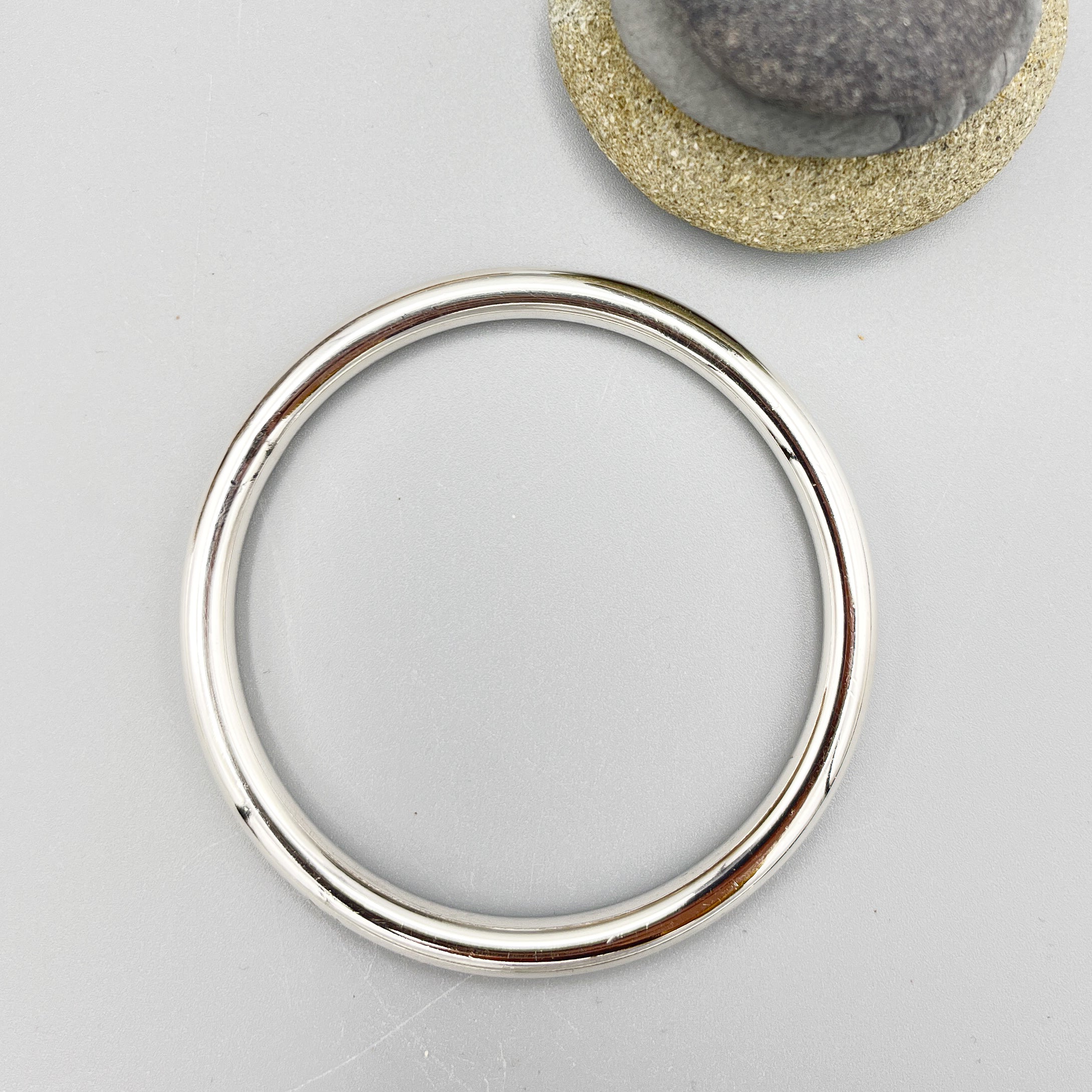 Sterling Silver Bangle, 6mm round design with a polished finish