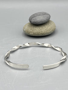 Sterling Silver Bangle, 5mm wide, twisted design with a polished finish