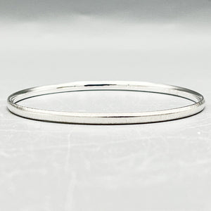 Sterling Silver Bangle, oval 'etched' finish (3.5mm wide)