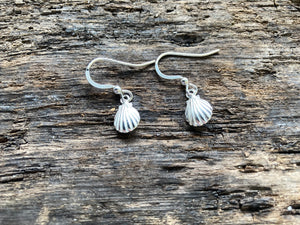 Sea shell drop earrings, on wire and bead hoops