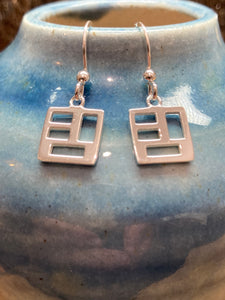 Sterling Silver 10mm geometric square drop earrings