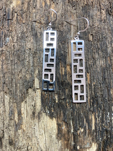 Sterling Silver Geometric rectangle drop earrings