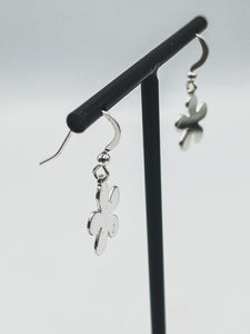 Sterling Silver 15mm polished flower design drop earrings
