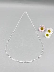 Sterling Silver Necklace. 16” (40cm) long polished 1.7mm round link
