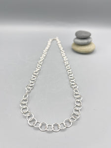 Sterling Silver Necklace. 24” loose round cable link with lobster claw clasp