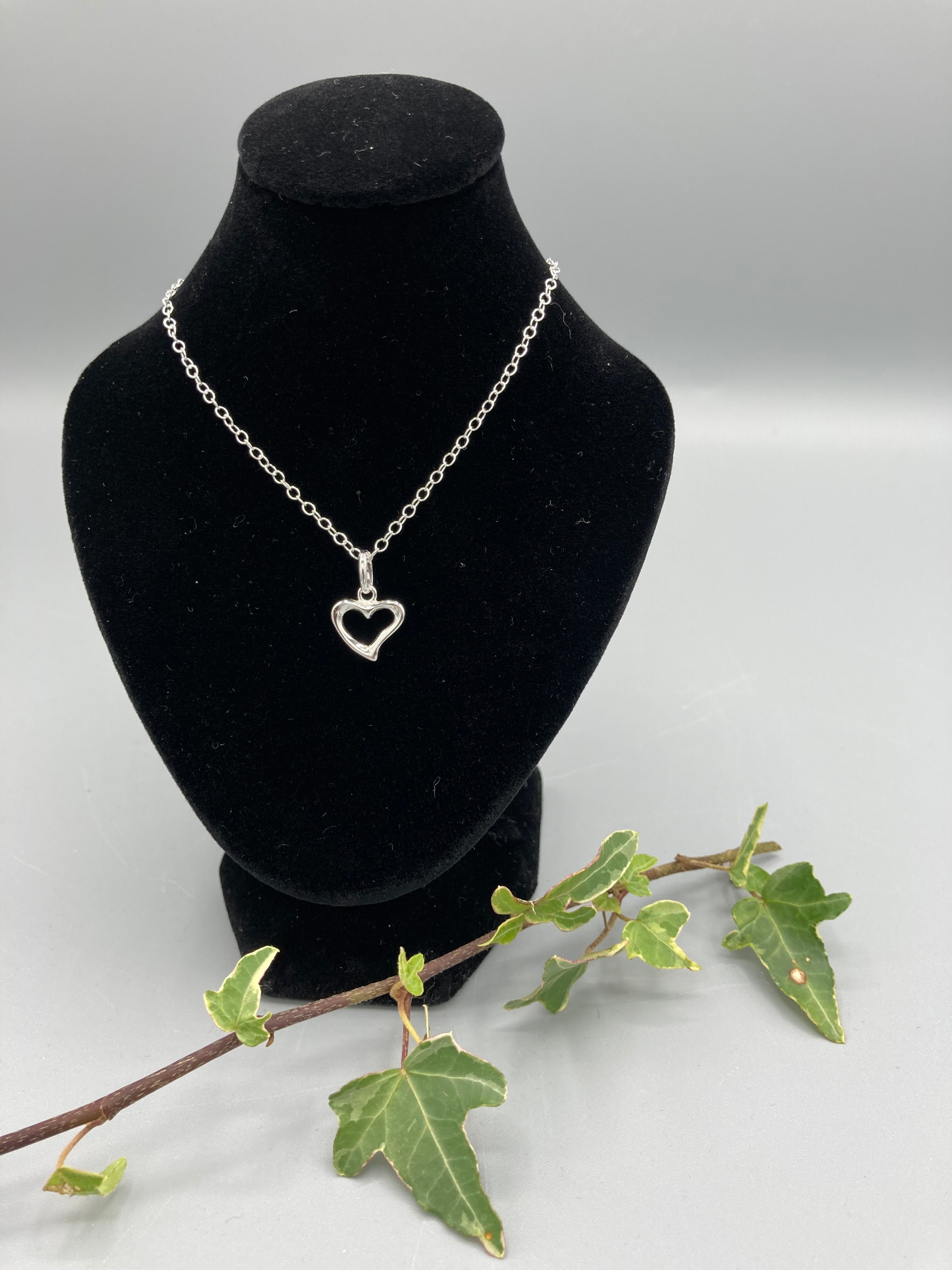 Sterling Silver polished, open heart pendant