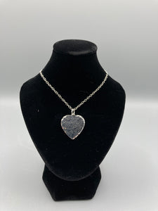 Sterling Silver Pendant. Single heart pendant 20mm wide hammered finish on 16" trace chain