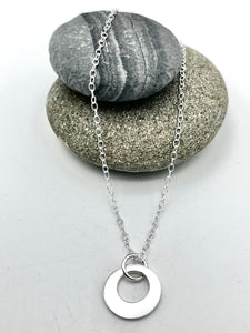 Sterling Silver Pendant. Single offset ring pendant 14mm diameter polished finish