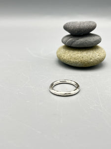 Sterling Silver Ring. 3mm round wire, hammered finish size “P”