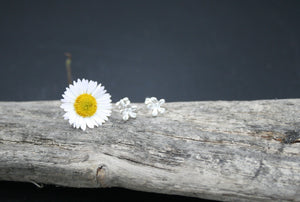 Sterling Silver 6mm diameter flower stud earrings with butterfly clasp