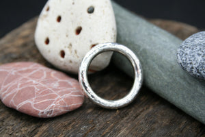 Sterling Silver Ring. 3mm round wire, hammered finish size “V”