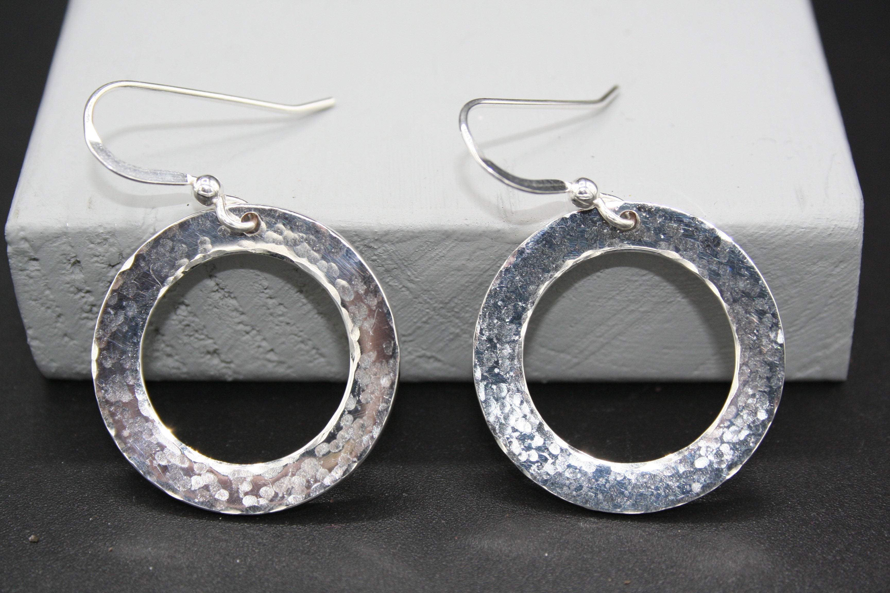 Sterling Silver disc drop earrings on wires 20mm diameter